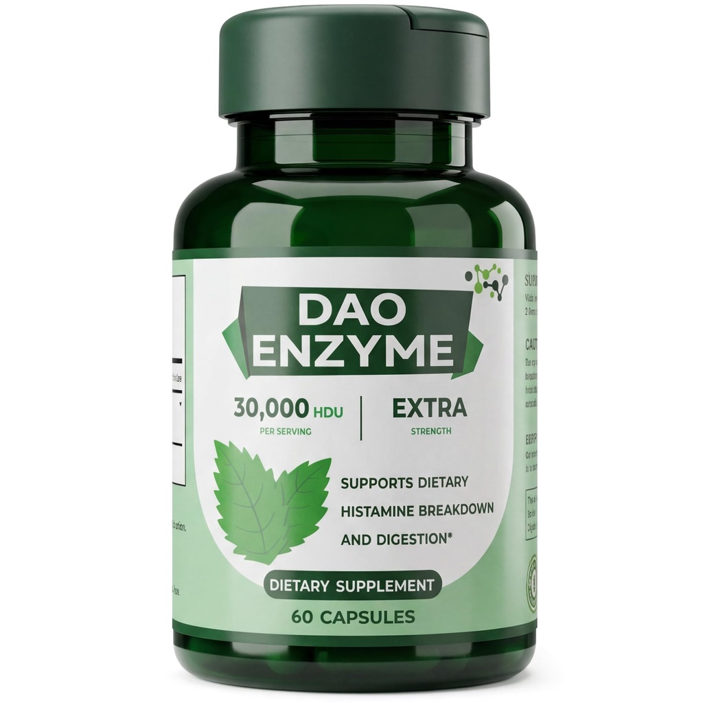DAO Enzyme - DAO תוסף Histamine Blocker לנשים וגברים, Enzymes Digestive, Diamine Oxidase, 30,000 HDU for Gut Health & Food s & Histamine, 60 קפסולות