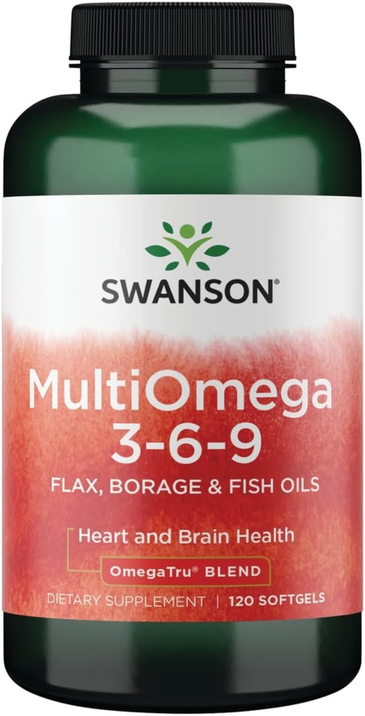 Swanson Multiomega 3-6-9 (Flax Borage Fish) 2400 מיליגרם 120 Sgels