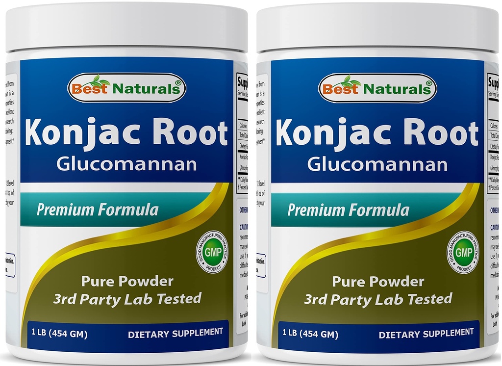 Best Naturals 2 Pack Konjac Glucomannan Root 1 פאונד - 2000 מ"ג לשרת - (Total 2 פאונד)