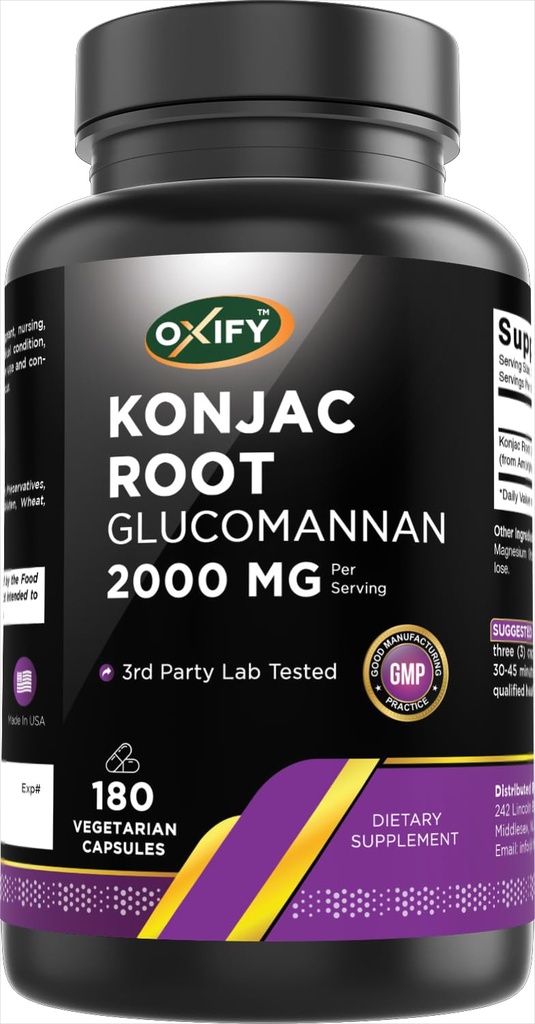 Oxify Konjac Root Glucomannan 2000 מ"ג | 180 קפסולות צמחוניות