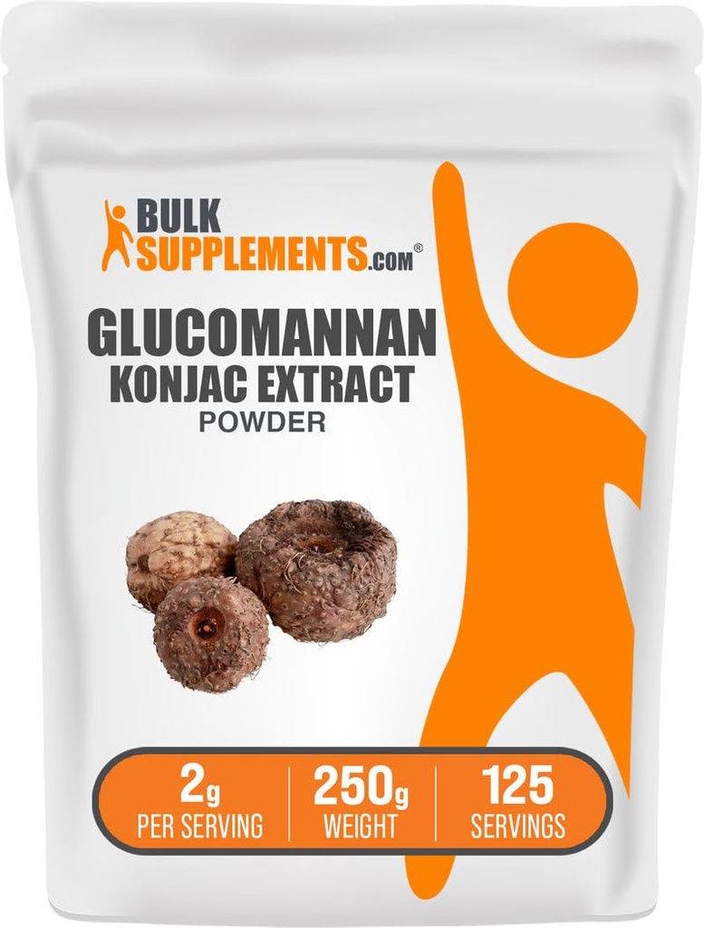 BulkSupplements.com Glucomannan אבקה של קונג'אק שורש אבקת, תוספי Glucomannan - Gluten Free, 2g לשרת, 250g (8.8 oz) (Pack of 1)
