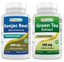 קונג'אק Glucomannan Root 2000 מ"ג ותה ירוק לחלץ 500 מ"ג