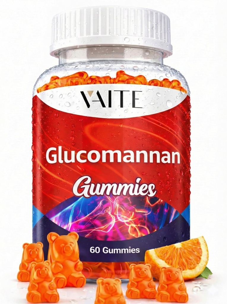 VAITE Glucomannan Gummies 2000 מ"ג - Amorphophallus Konjac Root Extract - Plant-based Daily סיבים תמיכה - טבעוני Soluble סיבים - תוסף ללא גלוטן, Soy-Free - 60mies - Easy to Cheww
