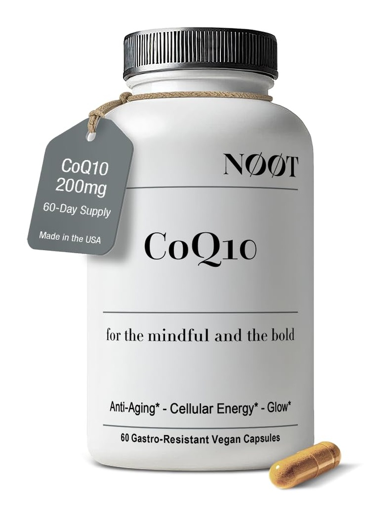 NoOT CoQ10 200 מ"ג - High Absorption-Coenzyme-Q10, Antioxidant for Heart and Cognitive Health and Immune Support, Energy Production, Ubiquinone, טבעוני, Coq 10 תוסף, Nootropic, 60 קפסולות