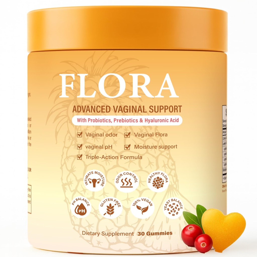 פלורה פלוס חניכיים פרוביוטיות לנשים, תמיכה מתקדמת ודמיונית Probiotics, Ph Balance, לקדם בריאות Vaginal Odor & פלורה, Pineapple, 60 Count(1)