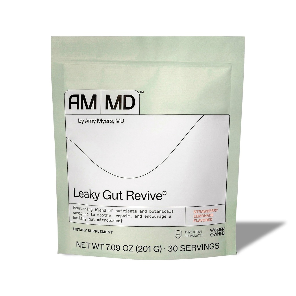 איימי מאיירס MD Leaky Gut Revive - Gluten-Free & non-Dairy - תערובת הבוטנית לתמיכה בריאה של Gut - GI בריאות תמיכה עם Prebiotic סיבים - Strawberry Lemonade, 7.09 oz (30 משרתים)