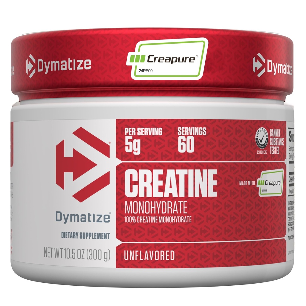 Dimatize אבקת Creatine Monohydrate עם CREAPURE (מוצר של גרמניה), 5g Per משרת, 60 משרתים (300g), קריטין לנשים וגברים, Gluten Freeten