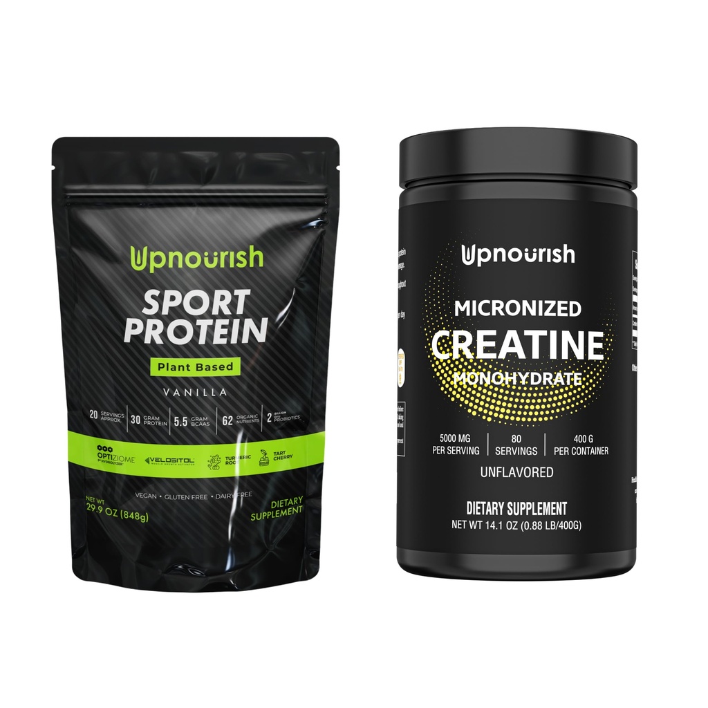 UpNourish טבעוני ספורט חלבון וניל ו Micronized Creatine