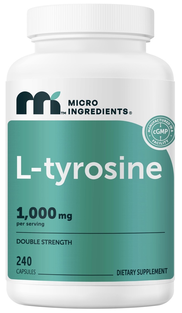 Micro Ingredients L-Tyrosine 1000 מ"ג Per Server, 240 קפסולות | Amino Acid תוסף