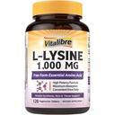 Vitalibre L-Lysine 1000 מ"ג, High Potency L-Lysine HCl, Free Form Essential Amino Acid, חלבונים & Collagen Synthesis, Immune Support, מקסימום Absorption, טבעוני 120 טבליות