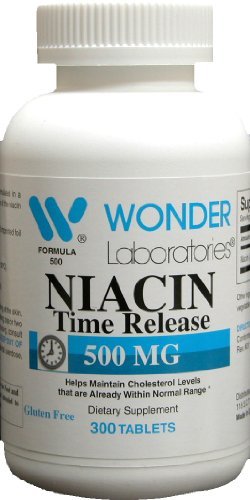 Wonder Laboratories High Potancy Time לשחרר Niacin (Vitamin B3) 500 Mg 300 טבליות non-GMO, Gluten Free Supplement