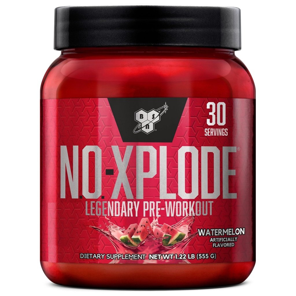 BSN N.O.-XPLODE Pre Workout אבקה, תוספת אנרגיה לגברים ונשים עם Creatine ו Beta-Alanine, Watermelon, 30 משרתים, 1.2 פאונד (Packaging May Vary)