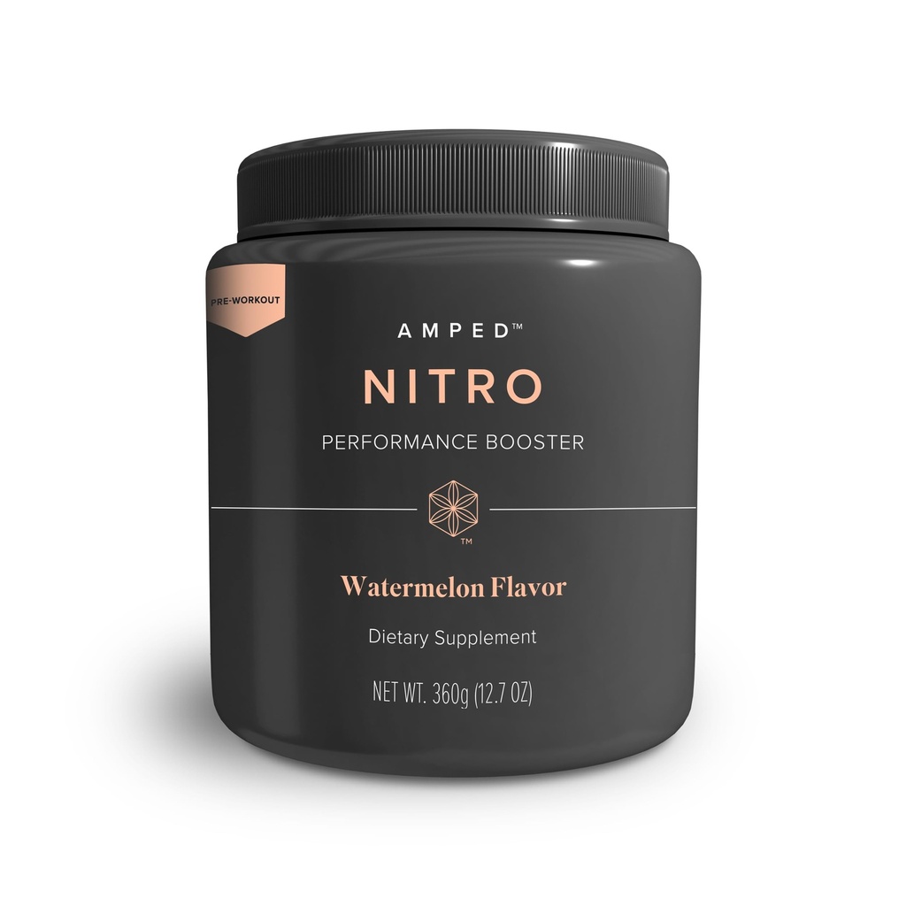 Amped Nitro - Pre-Workout Performance Booster w/Scientifically Proven Ingredients - Watermelon Flavor - Informed Sport Certified - Third-Party Quality Tested – 20 Servings
