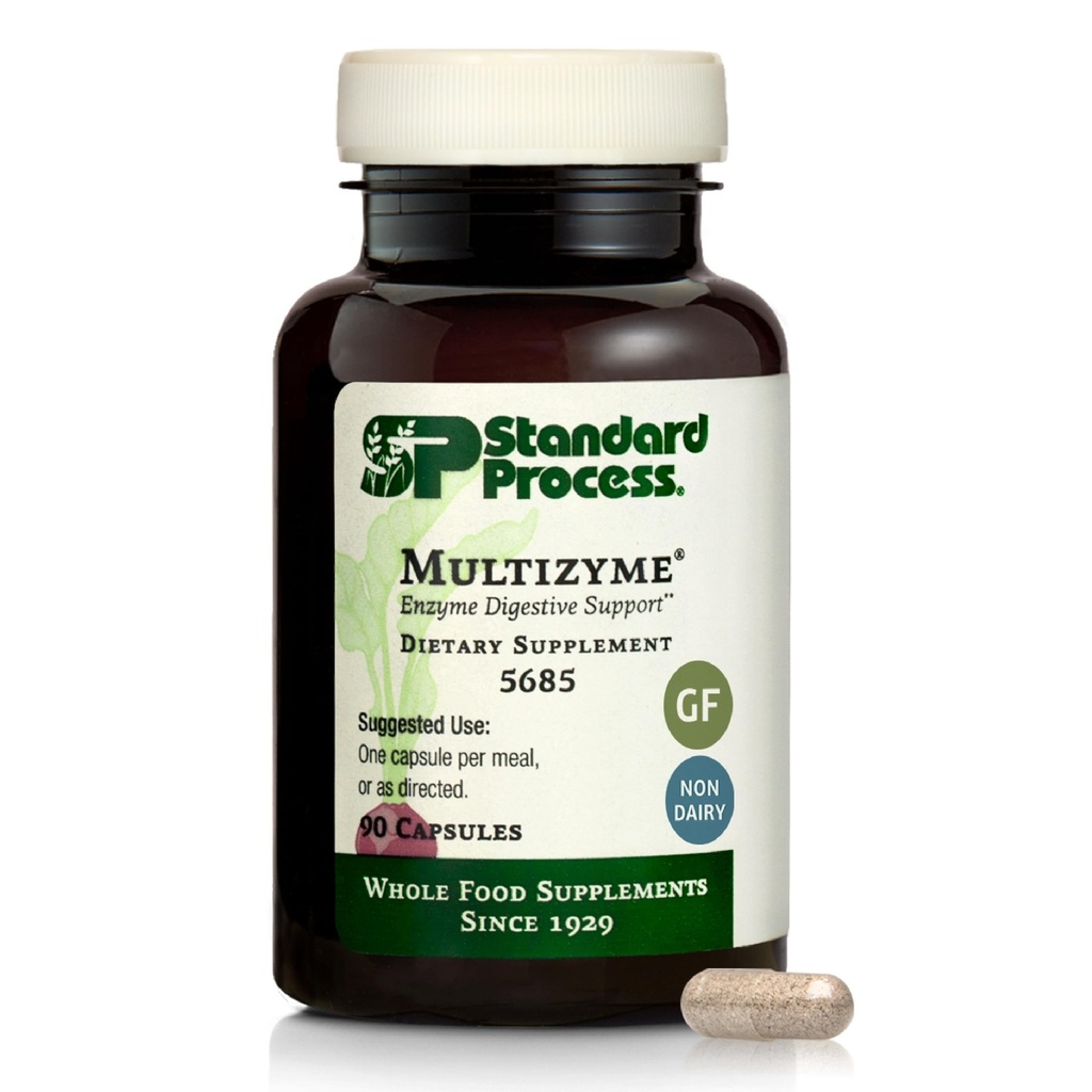 תהליך סטנדרטי Multizyme - תוספת Pancreatic Enzyme לתמוך בפירוק של חלבונים, carbohydrates & Fats - תמיכה מזיקה - Gluten-Free, non-Dairy & Non-Soy - 90 קפסולות (90 משרתים)