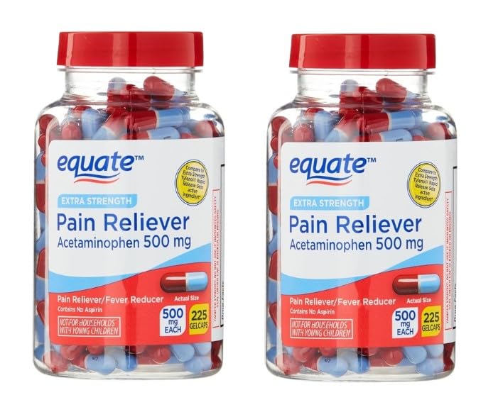 כוח נוסף Acetaminophen 500mg Gelcaps - 225 Count (Pack of 2)