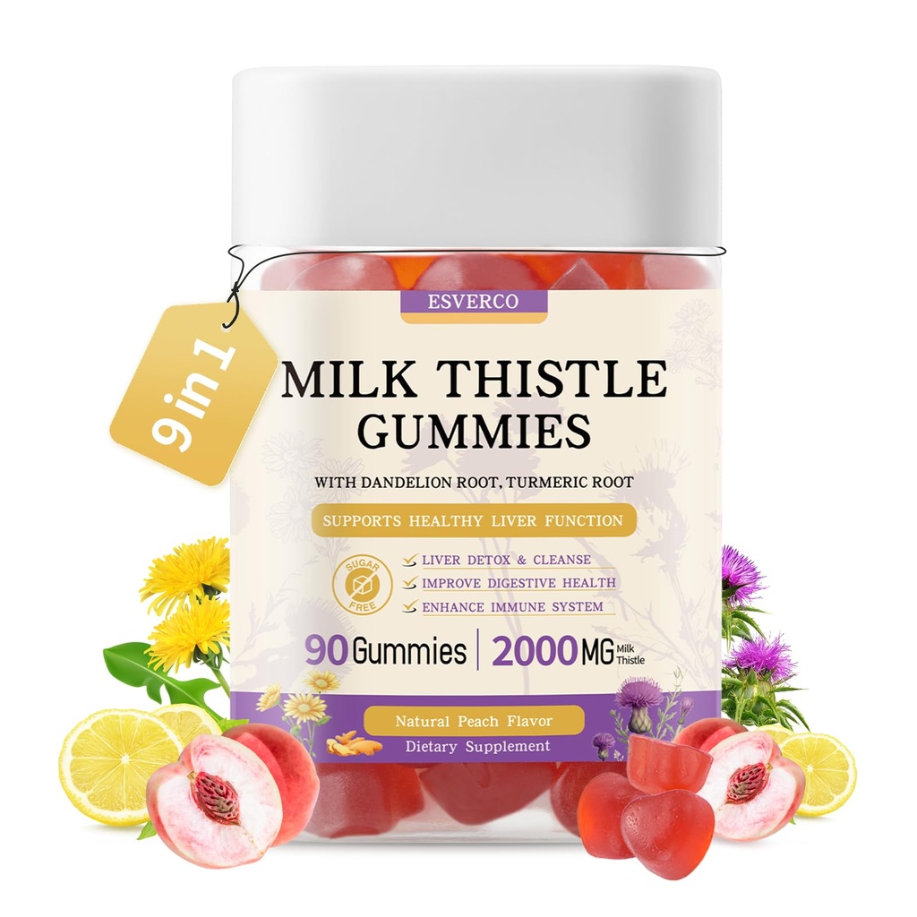 חלב זה מסטיקמי עם 2000MG לחלץ, Liver Health Support Gummies, Silymarin חלב תוספת עם Artichoke, Dandelion, Turmeric Curcumin, No Sugar, for Adults, טבעוני, 90 Countdinin חלב תוספת עם Artichoke, Dandelion, Turmeric Curcumin, No Sugar, for Adults, for Adults, 90 Countnes