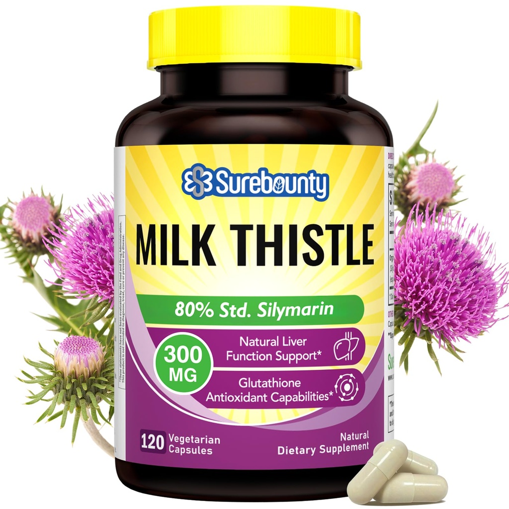 חלב Thistle, Concentrated Seed Extract, Liver Support Cleanse Detox, Fatty Liver Supplements, non-GMO, No Gluten & Soy, 120 Veggie Caps, 4 חודשים אספקה