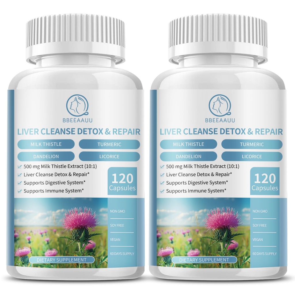 (2 Pack) חלב תוספת קפסולות, Liver Health Formula, with Dandelion Root, 10:1 Extract, עבור Liver Detox ניקויse תמיכה, Digestive & Immune System,240 Count Count