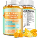 Liver Cleanse Detox & Fix 2000 Mg Milk Thistle Gummies - מנגו Pineapple - עם NAC, Glutathione, Dandelion Root, Aloe Vera Leaf, וכו ', Gluten-Free, 60 הרוזן