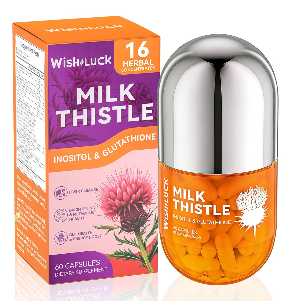 Liver Cleanse Detox for Women: Milk Thistle with Dandelion for Liver Support, Inositol & Glutathione for Antioxidant Metabolic Health non-GMO 60 קפסולות