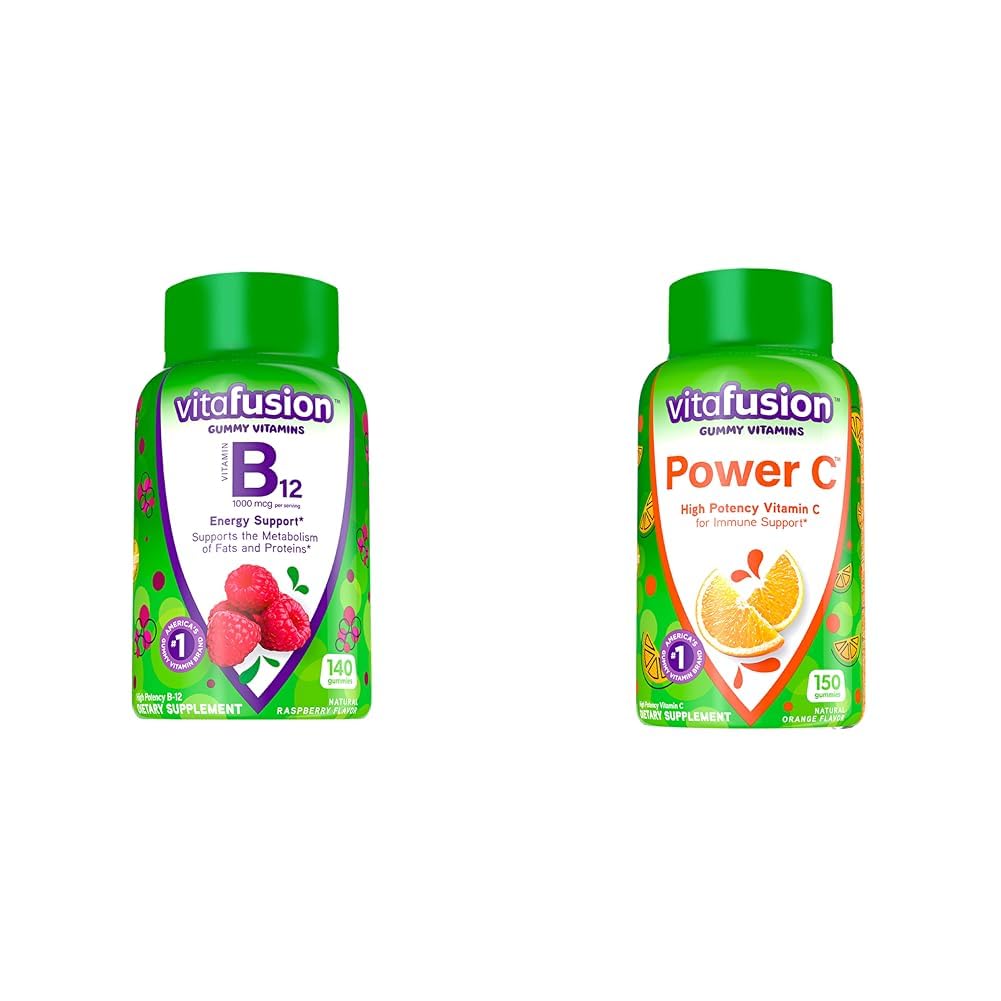 Vitafusion ויטמין B12 Gummy ויטמינים 140 Count & Power C ויטמין C