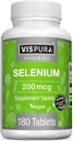 Selenium 200 mcg תוסף, 180 טבליות טבעוניות עבור מערכת החיסון, Thyroid, Prostate ובריאות הלב *, אורגני, טבעי וגלוטן חינם Trace מינרלים ללא תוספות