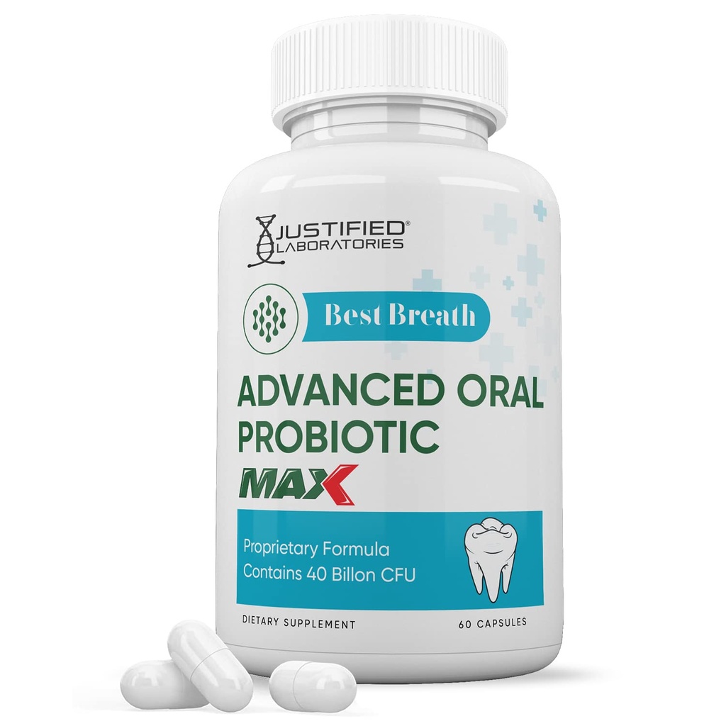 Justified Laboratories Best Breath Max 40 מיליארד CFU Probiotic אוראלי תמיכה 60 קפסולות