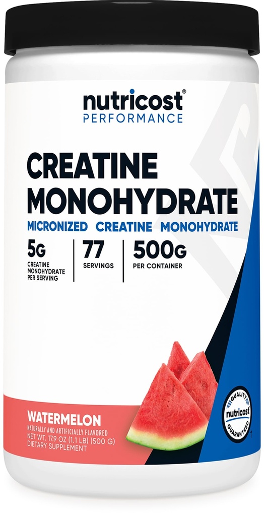 אבקת אלומיניום Creatine Monohydrate (Watermelon, 500 דקדוק) - תוסף Micronized Creatine - טבעוני, non-GMO, Gluten Freeten