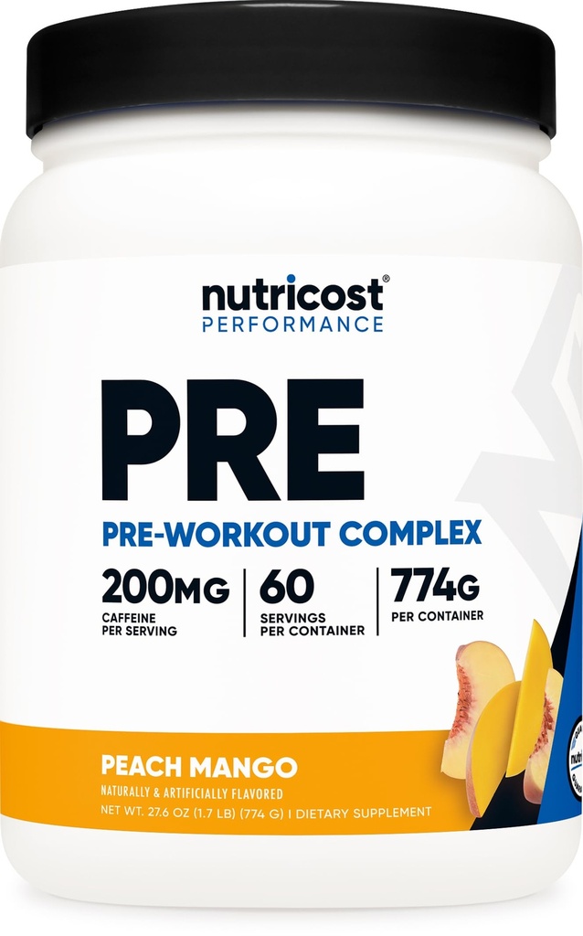 אבקת תרכובת Pre-Workout (60 משרתים, Peach מנגו) - תוספת טרום עבודה עם Beta-Alanine, Tairine & Amino Acids