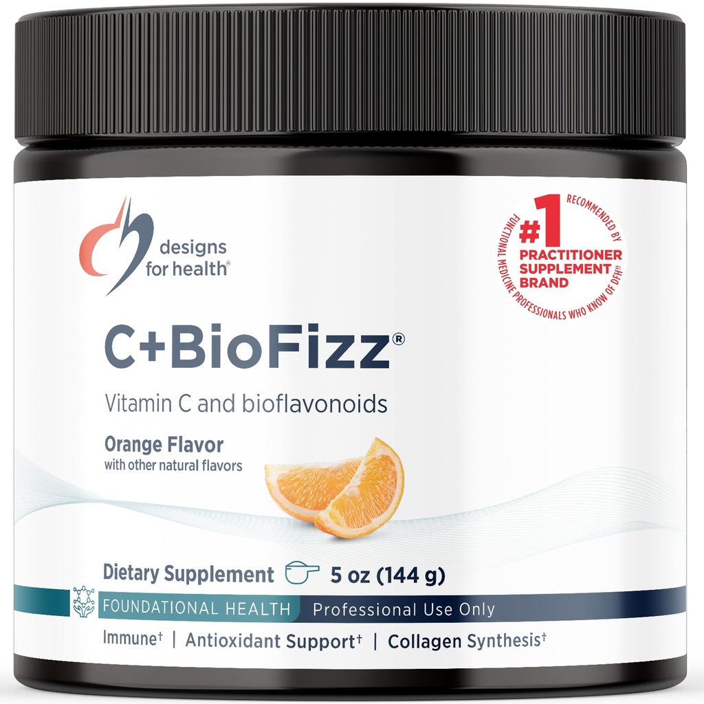 עיצובים לבריאות C+BioFizz Fizzy ויטמין C שותים אבקה בעלת עוצמה גבוהה עם Bioflavonoids - Immune + Antioxidant Support - טבעוני (36 משרתים / 144g)