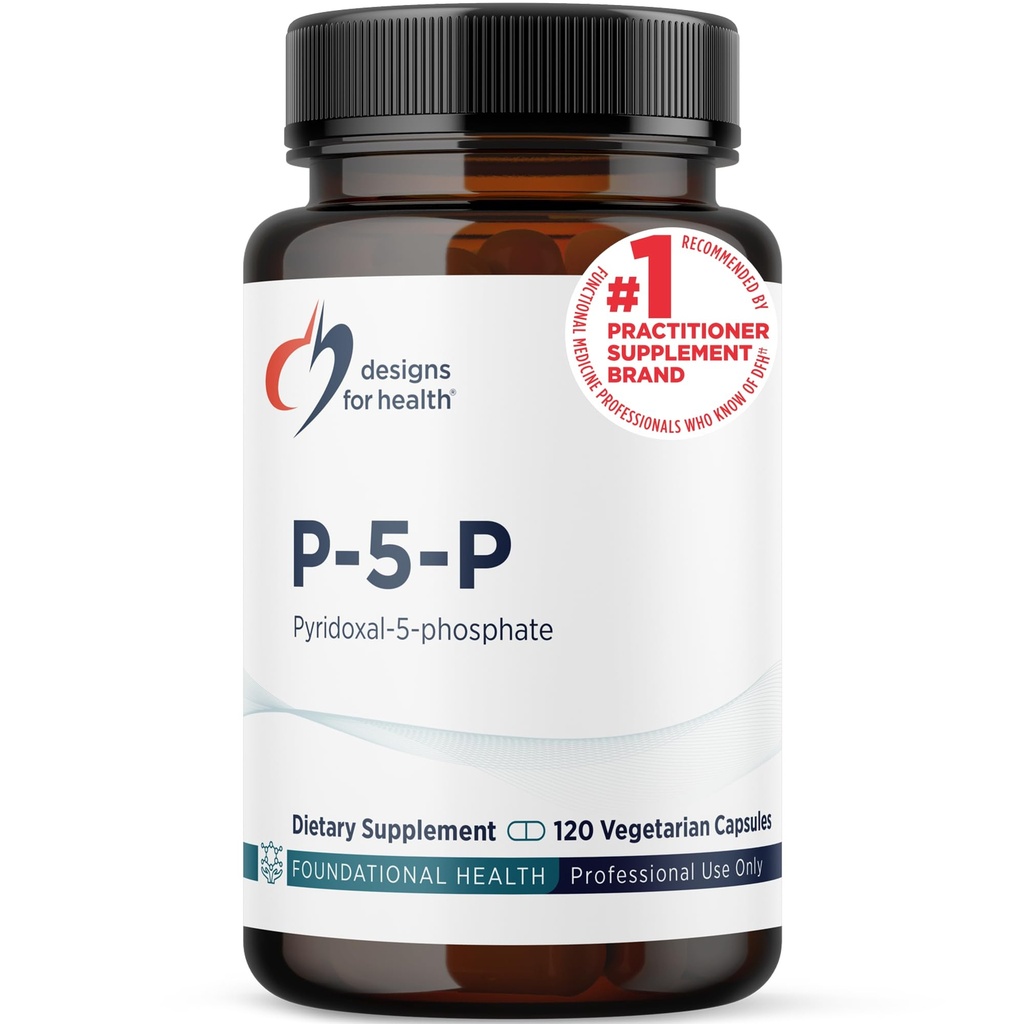 עיצוב בריאות P-5-P - 50 מ"ג ויטמין B6 (P5P Pyridoxal-5-Phosphate) תוסף - Non-GMO, B-6 טבעוני (120 קפסולות)
