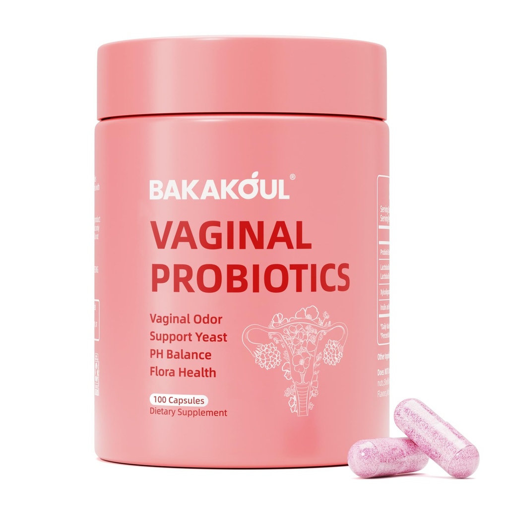 BAKAKOUL Vaginal Probiotic עם Prebiotics & Lactobacillus Probiotic Balance for Women,Vaginal Health Supplement, Reduce Vaginal Odor & Vaginal Pl,100 Count (Pack of 1)