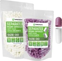 XPRS Nutra Vegan Size 00 בנפרד קפסולות - 500 Count Premium ריקה קפסולות נפרדות ב Bags - 00 Pills ריקה עבור תוסף DIY (Lavender / לבן)