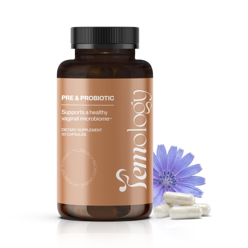 Pre & Probiotic - תוספת פרוביוטית לתמיכה ב-Vaginal PH Balance עם 23B CFU & Inulin Prebiotic for Intimate, Seven Lactobacillus Strains, 30 קפסולות