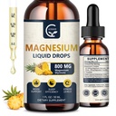 (2 Pack) Magnesium Glycinate נוזל טיפות; 1000 מ"ג נוזל Magnesium מורכב עם D3, L-thea & GABA עבור אנרגיה, שינה, עצבנות לב, תפיסה גבוהה, Pineapple Flavor