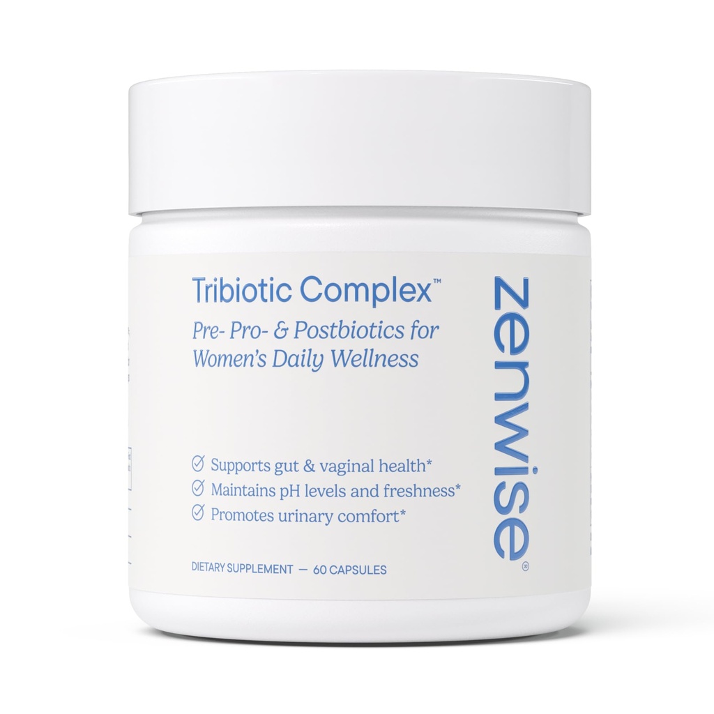 Zenwise Health Womens tribiotic Complex for Digestive, Gut Flor & Vaginal Health - Daily Probiotics for Women with Digestive Supports Bloating & Gas Relief - 60 Count