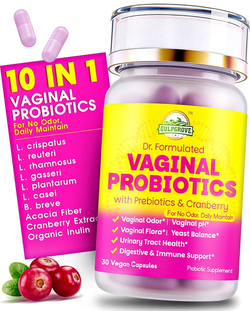 Probiotics for Women with Prebiotics & Cranberry - ד"ר פורמולה Feminine pH Balance Daily תוסף, תומך Vaginal Odor Control & Urinary Tract Health, 30 משרתים