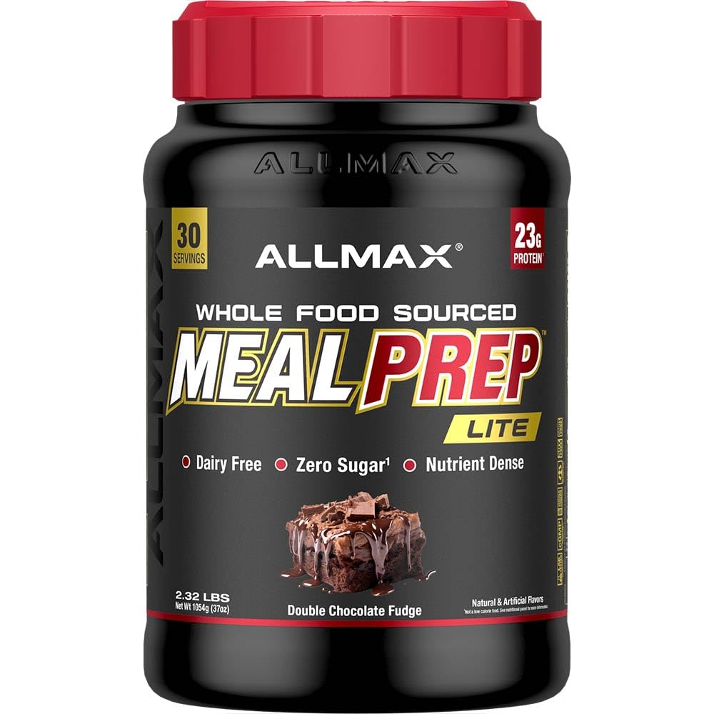 AllMAX Nutrition MealPrep Lite Whole-Food אבקת חלבון, ללא חלב, Keto-Friendly, 23g חלבונים, 30 משרתים (Double Chocolate Fudge)
