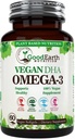 שמן Algal - טבעוני DHA אומגה 3 שמן דגים תוספי מזון - Brain Booster, Supplement & Prenatal ויטמין - Provides בריאות הלב & Immune תמיכה - תוספת Burpless Algae - 60 מיני דגים Softgels
