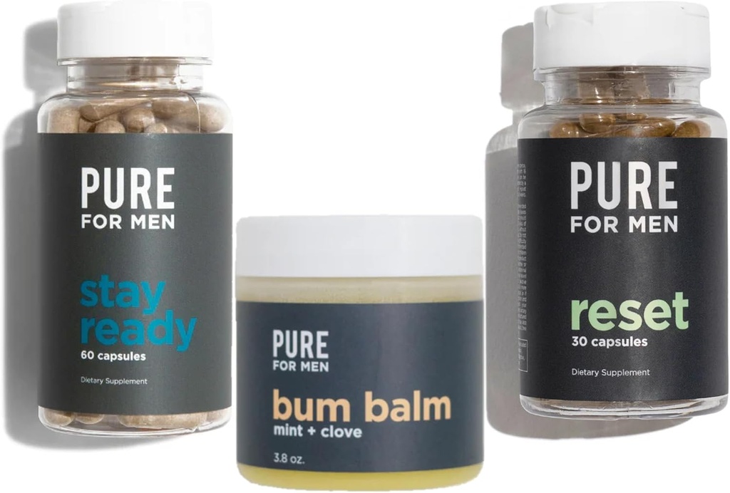 טהור לגברים להישאר מוכנים סיבים (120 Count), Bum Balm & איפוס (30 הרוזן) Bundle