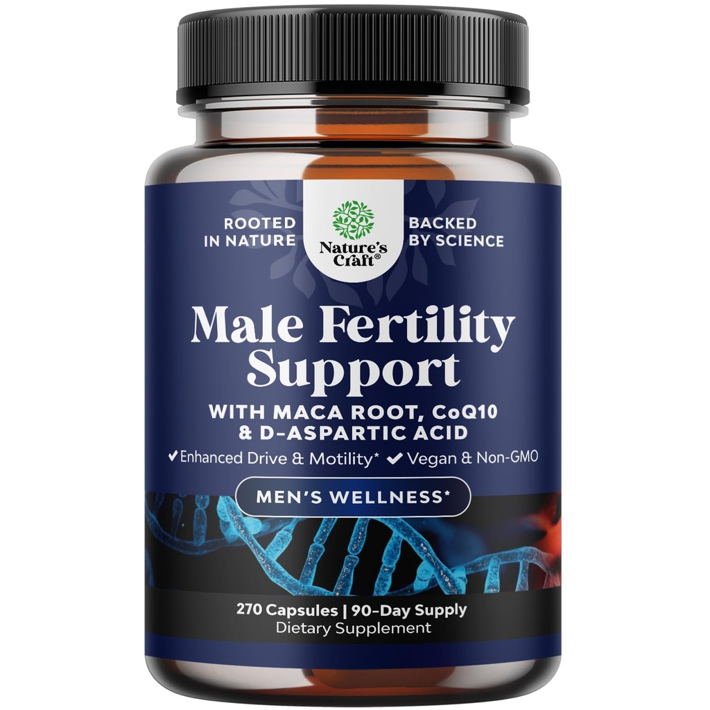 Pre Conception Male Fertility Supplement - Semen Volume Booster with CoQ10, Maca Root, Methyl Folate & D-Aspartic Acid - Mens Fertility Supplement forזרע Motility - קונספט עבורו, 90 ימים
