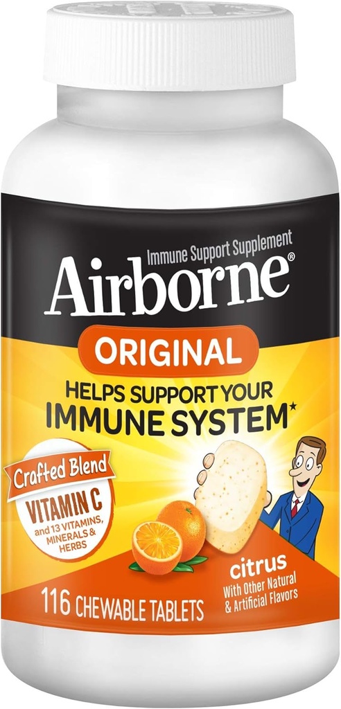 1000 מ"ג ויטמין C + Zinc Immune תמיכה תוסף צ'וגבל, Citrus Flavor עם Powerful Antioxidants ויטמין A C & E, 116 טבליות Chewable (3 Pack)