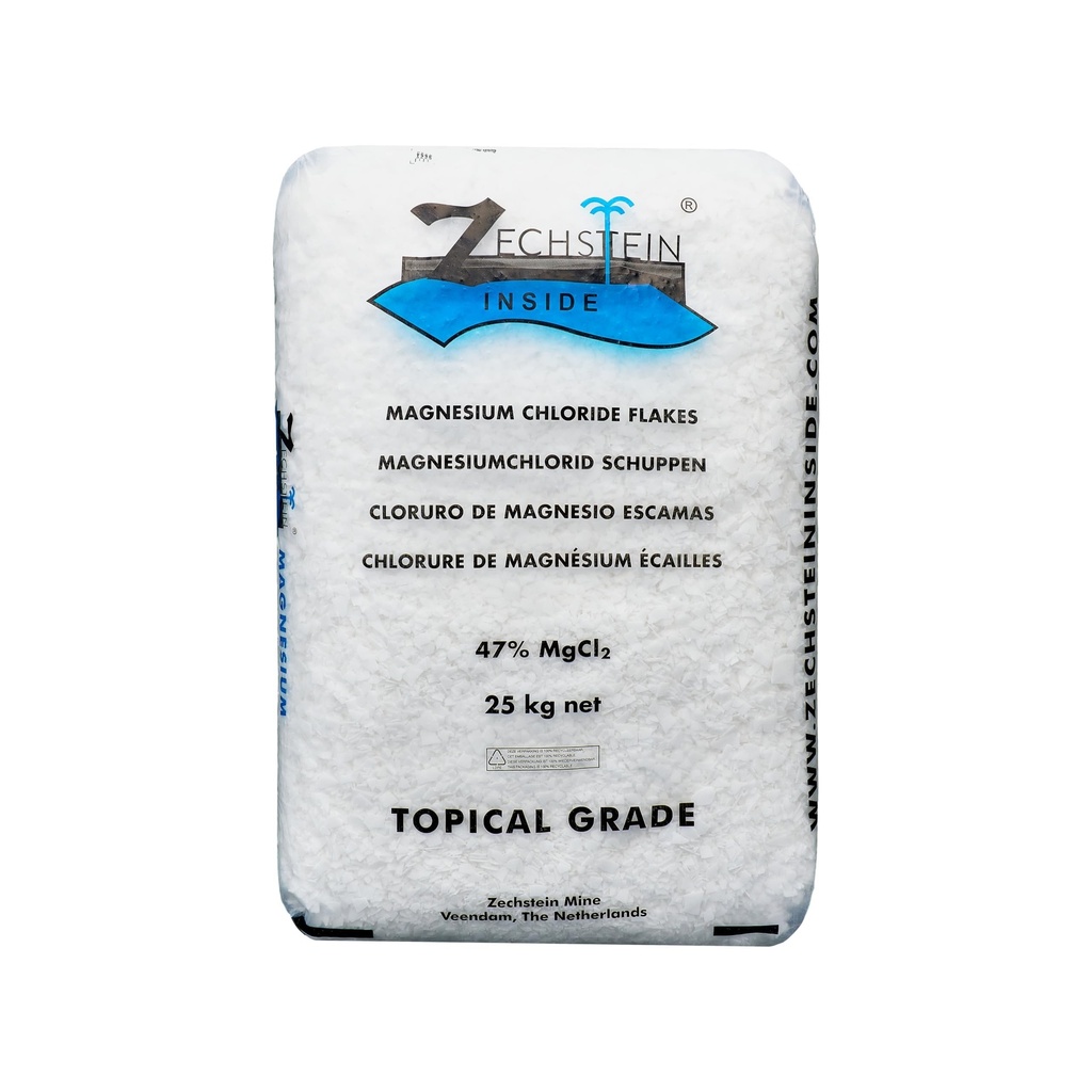 Authentic Zechstein Inside Bulk Magnesium Flakes: Magnesium Chloride Flakes for Baths | Pure, Organic, Transdermal Elemental Magnesium - Count of 50, 25-kg Bags (1,250kg Total)