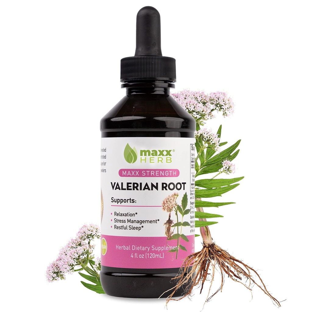 Maxx Herb Vallan Root Extract - מקס כוח, נוזל ואלריאן שורש Absorbs טוב יותר מאשר קפסולות, להרגעה ולשינה מנוחה, אלכוהול חינם - 4 Ozבק (60 משרתים)
