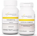 Integrative Therapeutics Bundle עם Active B-Complex, 60 קפסולות ווויטמין D3 125 mcg, 90 Chewables - Active B-Complex כדי לתמוך במטבוליזם אנרגיה * - ויטמין D3 לתמיכה בבריאות העצם *