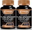 Goodness LABSRX Mushroom קפסולות 10:1 לחלץ, Mushroom Complex כמוסות 1000 מ"ג, Lions Mane תוספת עם טורקיה Tail, Cordyceps, Reishi - 2 Pack