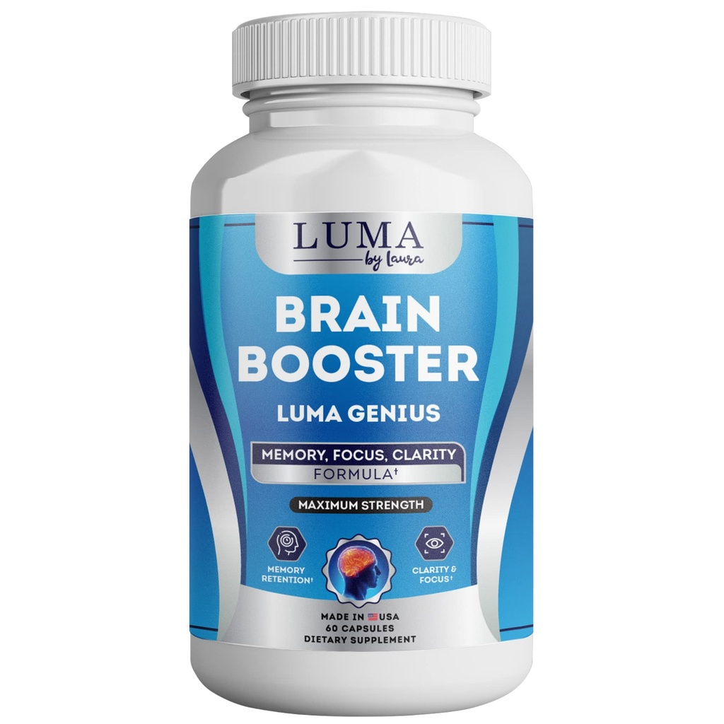 תוספי תמיכה במוח עבור Clarity, Memory, Mood, Focus, Mental Performance - Natural Nootropic for Cognitive Function - עם GABA ו- Green Tea Extract - 60 קפסולות