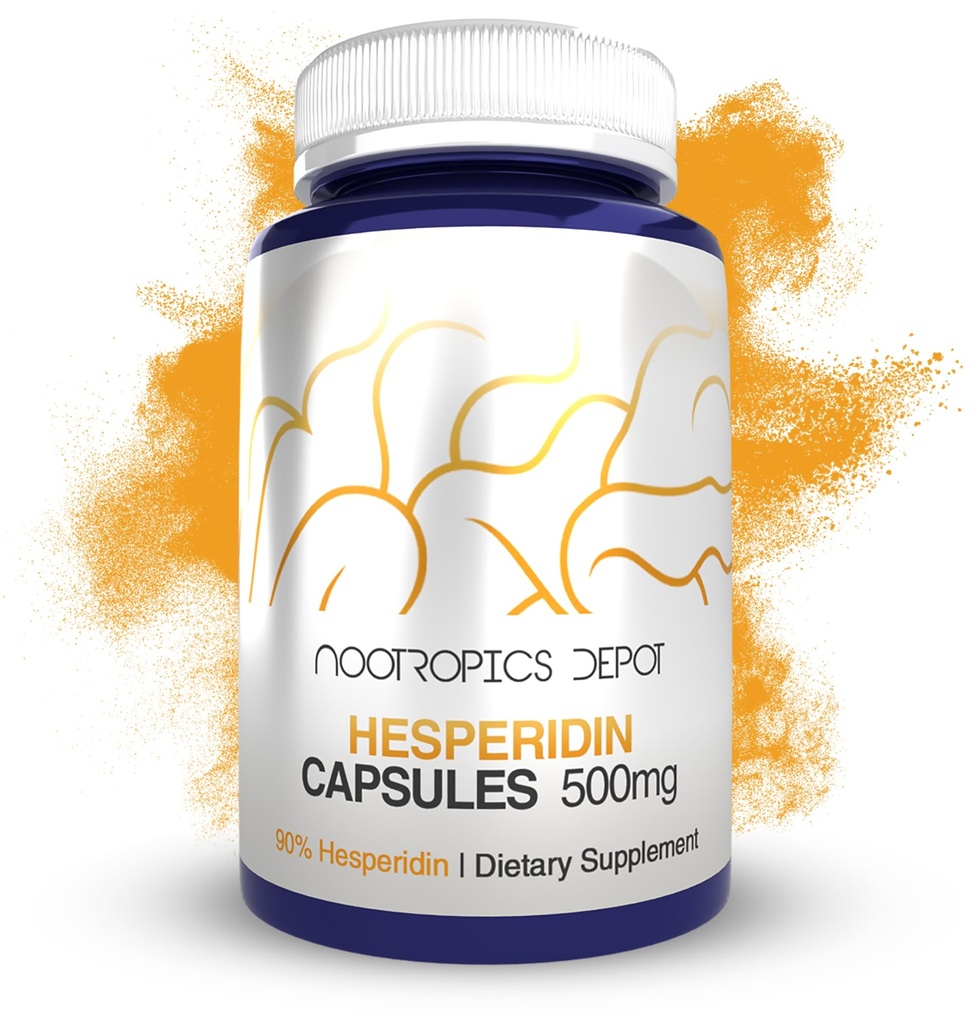Nootropics Depot Hesperidin קפסולות | 500 מ"ג | 180 Count | 90% Citrus Extract; תומך בתפקוד המטאבולי + Cardiovascular Health