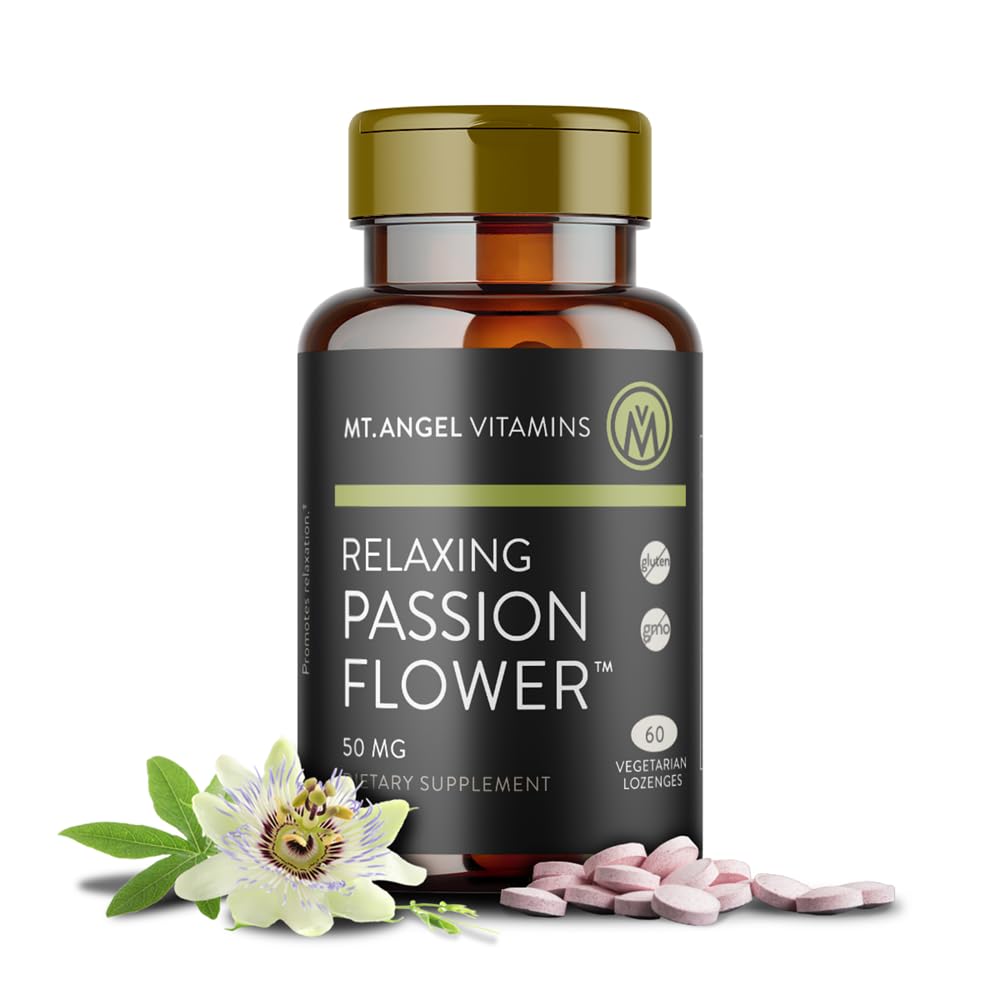 Mt. Angel ויטמינים - רגיעה של פרח התשוקה לחלץ Tasting Herbal Lozenge (Passiflora incarnata) - Highly Bio זמין 4:1 Extract - 60 Count