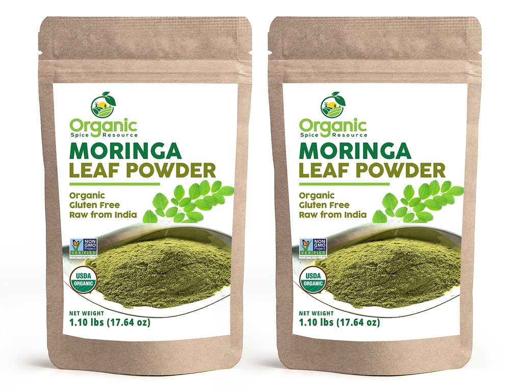 אבקת Moringa אורגנית - 35.28 oz | Pack of 2 | USDA אורגניs, non-GMO, כשר, Halal, Moringa OLifera אבקת - 100% Raw and Natural, by OSR